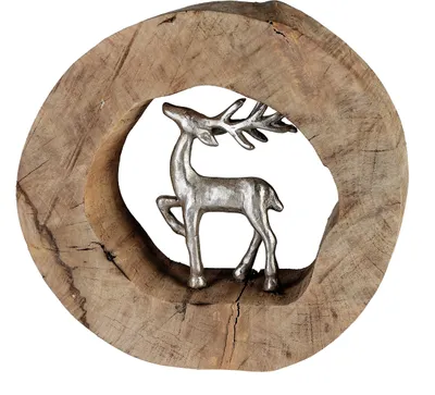 Produktbild von Casablanca Skulptur Hirsch Mangoholz/Alu. H.28cm Höhe: 28 cm Breite: 30 cm Tiefe: 7 cm 71906