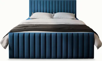Produktbild von Masseno Boxspringbett ARION 160x200 cm Komplett-Set mit Bonell Matratze und Topper, Polsterbett mit Bettkästen -Blau, KRONOS 09
