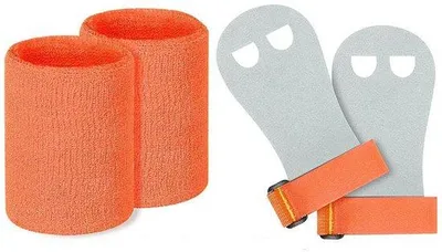 Immagine prodotto di Guanti da allenamento per bambini con impugnatura, calzini sportivi antiscivolo, cross training, ginnastica, guanti in pelle, colore arancione, taglia M