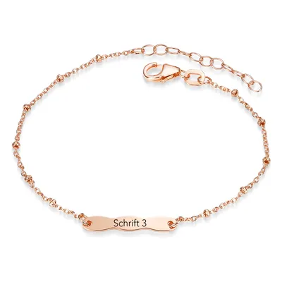Produktbild von MATERIA by Matthias Wagner Kugel Armband mit Gravur aus 925 Sterling Silber Rosegold vergoldet für Damen oder Kinder 16-19cm in Etui SA-118