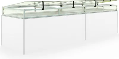 Produktbild von Frühbeetkasten 340x77 cm Frühbeetaufsatz  Aufzucht Treibhaus, Aluminium mit Polycarbonat Doppelstegplatten, UV-beständig, inkl. Öffnungsklappen