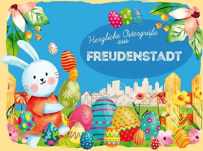 Produktbild von vianmo Holzschild 30x40 cm Ostern Ostergrüße FREUDENSTADT