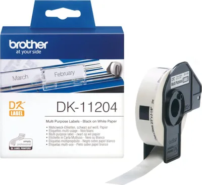 Produktbild von Brother DK-11204, Schwarz auf weiss, 400 Stück(e), DK, Weiß, Thermodirekt, China