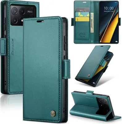 Immagine prodotto di Xiaomi Poco X6 Pro Case, RFID Blocking Card, Advanced Flip Custodia in pelle con funzione Stand per Xiaomi Poco X6 Pro /Redmi K70E verde