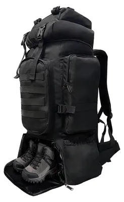 Produktbild von Wanderrucksack 80 l, mit Schuhfach, für Camping, schwarz
