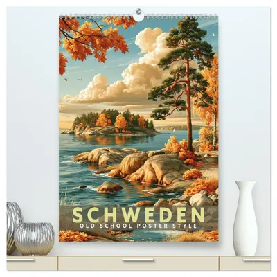 Produktbild von Schweden - Old School Poster Style (hochwertiger Premium Wandkalender 2027 DIN A2 hoch), Kunstdruck in Hochglanz