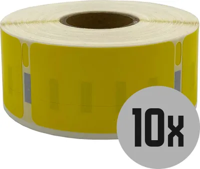 Produktbild von DULA Etiketten - Kompatibel mit Dymo Compatible labels - Geel - 11355 - S0722550 - Multifunctionele etiketten - 10 rollen - 19 x 51 mm - 500 labels per rol