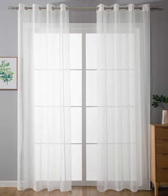 2er Set transparente Vorhänge, weiß, 225x140 cm, mit Ösen