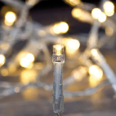 Produktbild von LED-Minilichterkette, warmweiße LEDs klare Birne/Kabel transparent 80-flammig 6m