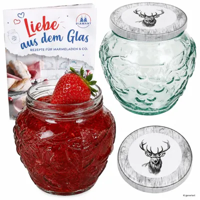 Image de Lot de 2 pots en verre pour confitures, capacité 580 ml, marque Alois Hirsch, avec couvercle, référence TO82