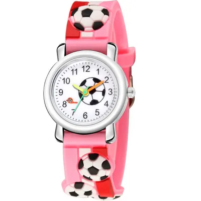 Produktbild von Bunte Kinderuhr Fußball in Rosa – Ideal für kleine Fußballfans KP11408