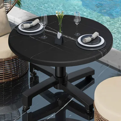 Produktbild von WBO | Jamaika Loungetisch | Ø:H 70 x 40 cm | Schwarz Marmor / Schwarz | Bistro Loungetisch Gastro Tisch