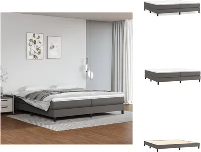 Image de vidaXL Lit Boxspring Gris 200x200 cm Similicuir - Lits et Sommiers