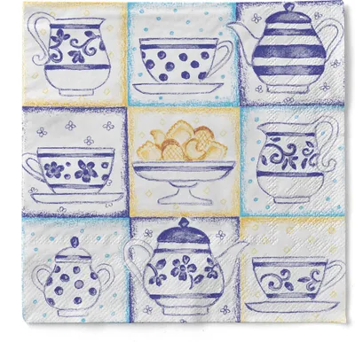Produktbild von Sovie HOME Serviette Cookie in Blau aus Tissue 33 x 33 cm, 3-lagig, 20 Stück - Kuchen Gebäck