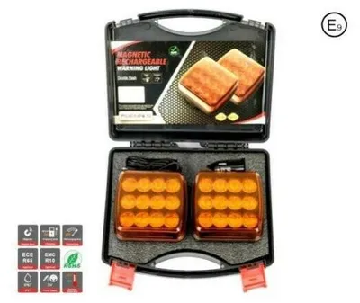Obrázek produktu pro Bezdrátová svítidla s magnetem, 12 V / 24 V, LED, oranžová výstražná světla, blikající světla
