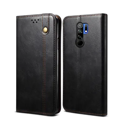 Obrázek produktu pro Pouzdro pro Xiaomi Redmi 9, kožené flip pouzdro peněženka s funkcí stojánku černé