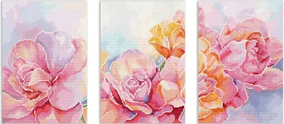 Produktbild von Letistitch Kreuzstich Stickpackung "Rosen Triptychon Roses", Zählmuster, 3 Stk a 14x21cm