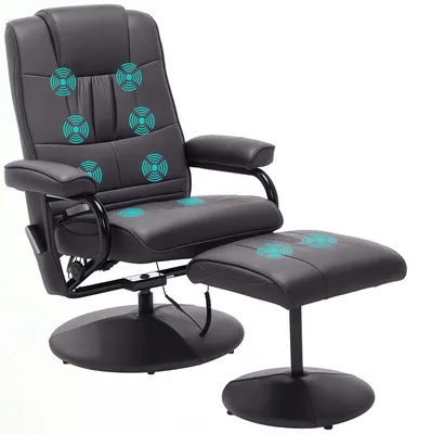 Image de Fauteuil de massage HOMCOM avec repose-pieds, fauteuil relax avec fonction inclinable, fonction massage