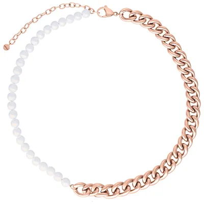 Produktbild von Wildcat Halskette - Chunky Synthetic Pearl Kette  - Roségold - Chirurgenstahl 316L - wasserfest, langlebig, hautverträglich, Roségold