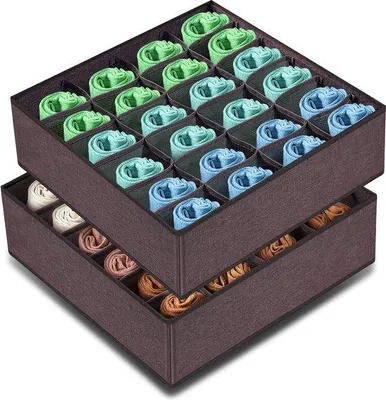 Produktbild von Sockenorganizer mit 24 Fächern, Klapbox für Socken, Schuhregal für Zuhause, Schlafzimmer