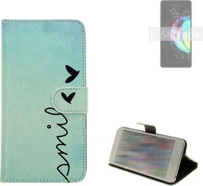 Produktbild von K-S-Trade Schutz Hülle Handy Hülle kompatibel mit Motorola Edge 20 Hülle Handyhülle cover bookstyle Etui Handyhülle ''smile'' türkis