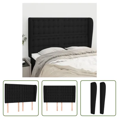 Produktbild von The Living Store Kopfteil mit Ohren Schwarz 147x23x118/128 cm Stoff