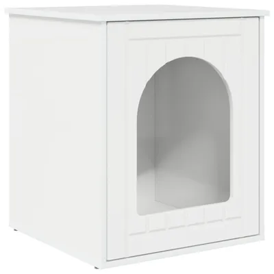 Image de vidaXL Maison pour chats Blanc brillant 53 x 52 x 62 cm Bois composite