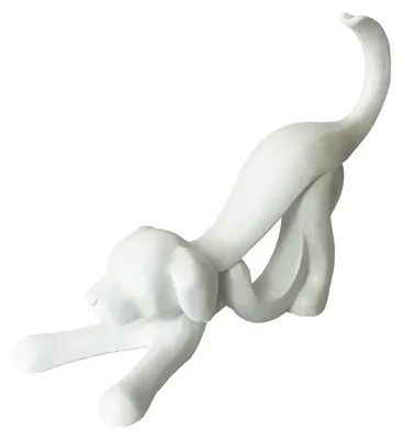 Produktbild von Abstrakte Schleifenhund-Statue, weiße Schleifenwelpen-Harzfigur, Skulptur, Heim- oder Bürodekoration, Ornament
