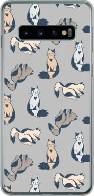 Produktbild von MuchoWow® Handyhülle Schutzhülle Hülle für Telefoonhoesje Samsung Galaxy S10 Muster - Katze - Herz - Jungen - Mädchen - Kinder - Kind Silikon Softcase Handy Hülle - Handytasche