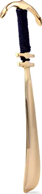 Produktbild von NKlaus 26cm Schuhlöffel Anker Messing gold glanz mit blauem Tau Schuhanzieher 3cm breit 11733