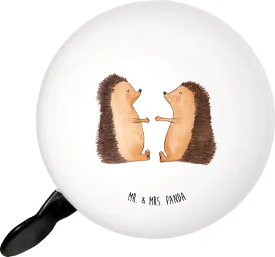 Produktbild von Mr. & Mrs. Panda XL Fahrradklingel Igel Liebe - Weiß - Geschenk, Hocheitstag, Hochzeitstag, Freundin, glocke fahrrad, Fahrrad-Glocke, Fahrrad-Klingel, Hochzeit, Klingel