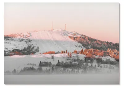 Zdjęcie produktu dla PLAKAT – 59 x 42 cm (A2) – E. – Zimowy pejzaż w odcieniach różu i bieli –  dekoracja ścienna do salonu, sypialni i przedpokoju, nowoczesny plakat, bez ramy