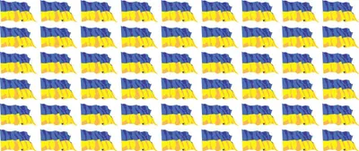 Produktbild von Mini Aufkleber Set - Pack wehend - 20x12mm - selbstklebender Sticker - Ukraine - Flagge / Banner / Standarte fürs Auto, Büro, zu Hause und die Schule - 54 Stück