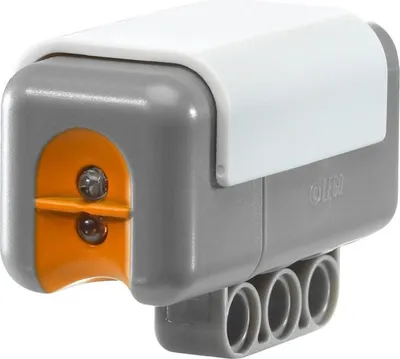 A close-up studio shot of a LEGO Mindstorms light sensor.
