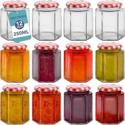 Productafbeelding van Set van 12 jampotten van glas met luchtdicht deksel, 250 ml