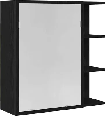 Immagine prodotto di vidaXL Armadio a specchio per bagno con ripiano con porta in rovere nero