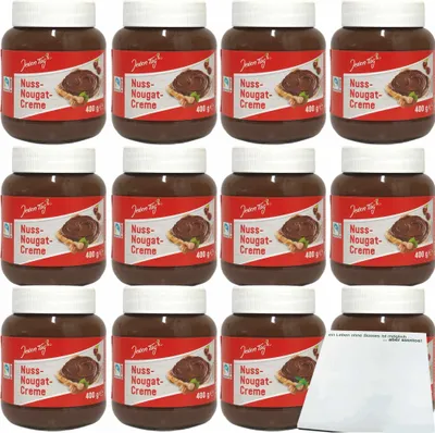 Produktbild von Jeden Tag Nuss-Nougat-Creme 12er Pack (12x400g Glas) + usy Block