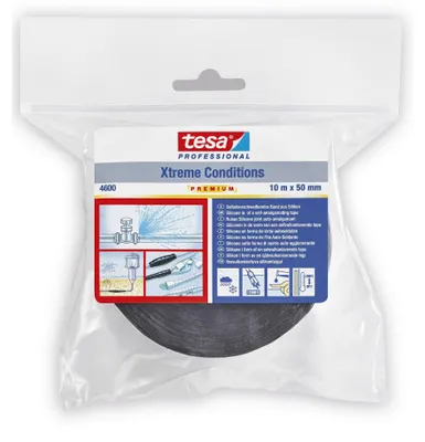 Immagine prodotto di Nastro siliconico autoagglomerante Tesa, 50 mm x 10 m, nero (04600 50MM X 10 M NERO)