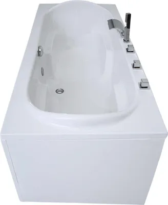Produktbild von CARIBIA Rechteck Badewanne Komfort 180x80 Wasserfall Armaturset, Füße, Ablaufgarnitur und 2x Kopfkissen GRATIS