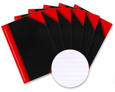 Zdjęcie produktu dla Bantex – notes czarny/czerwony A4 linia 70 g 96 stron | 6 sztuk