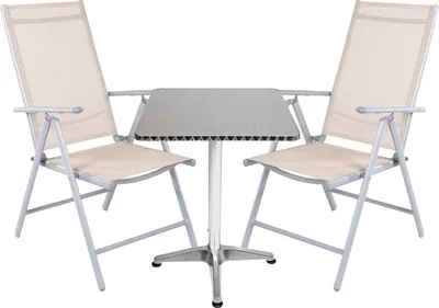 Produktbild von Bistrogarnitur 3-teilig Aluminium - Textilen Silber / Beige