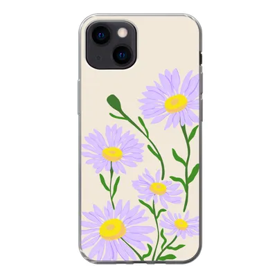 Produktbild von MuchoWow® Handyhülle Schutzhülle Hülle für iPhone 13 mini Blume - Lila - Minimalismus Silikon Softcase Handy Hülle - Softcase - Geburtstag Teenager