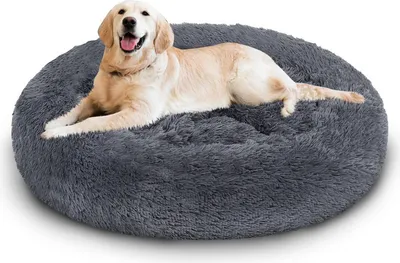Produktbild von Jopassy Hundebett Schlafplatz Katzenbett Katze Plüsch Hundekissen Kuschelbett dunkelgrau 80cm