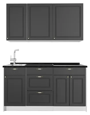 Produktbild von Singleküche Vicco Fame-Line Anthrazit-Gold Landhaus/Weiß 150 cm, AP Anthrazit, Model 64803