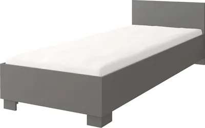 A single bed frame with a mattress on a white background.