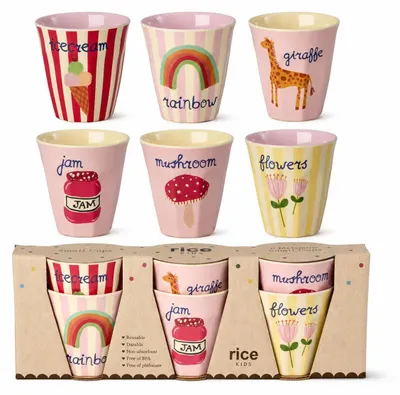 Produktbild von RICE Kids Kinderbecher ABC Print Mädchen 6er Set 160 ml BPA-frei spülmaschinenfest