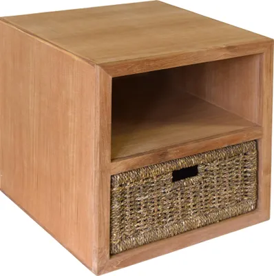 Image de Table d'appoint Teako Design Vallda en teck avec panier 50x50x50 cm