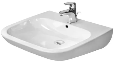 Produktbild von Duravit Waschtisch VITAL D-CODE mit Überlauf, Hahnlochbank, 600 x 550 mm, 1 Hahnloch weiß