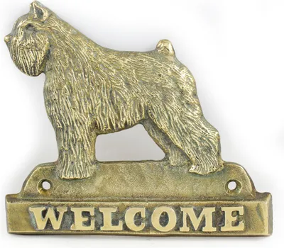 Produktbild von Flandrischer Treibhund, Bouvier des Flandres - Türschild mit Hund, messingfarbenes Willkommensschild, einzigartiges Schild mit der Aufschrift Welcome von der Marke Art-Dog