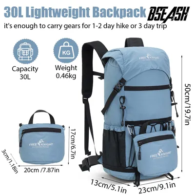 Image de Sac à dos de randonnée de 30 litres, imperméable, bleu clair, pour activités de plein air